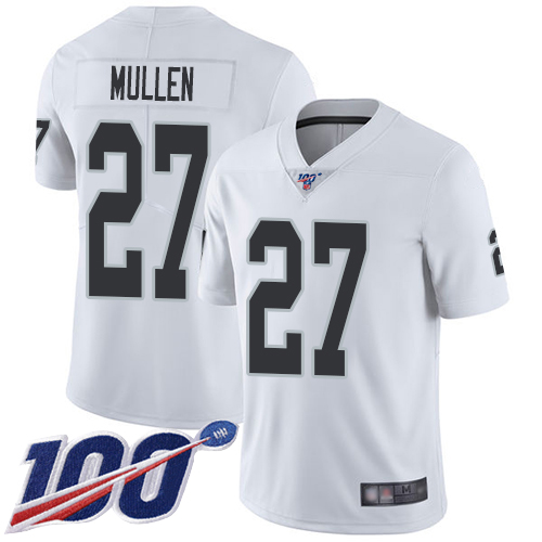 Men Oakland Raiders Limited White Trayvon Mullen Road Jersey NFL Football #27 100th Season Vapor Jersey->youth nfl jersey->Youth Jersey